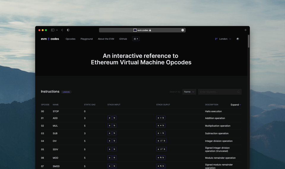 Building EVM Codes - An interactive reference to
Ethereum Virtual Machine Opcodes