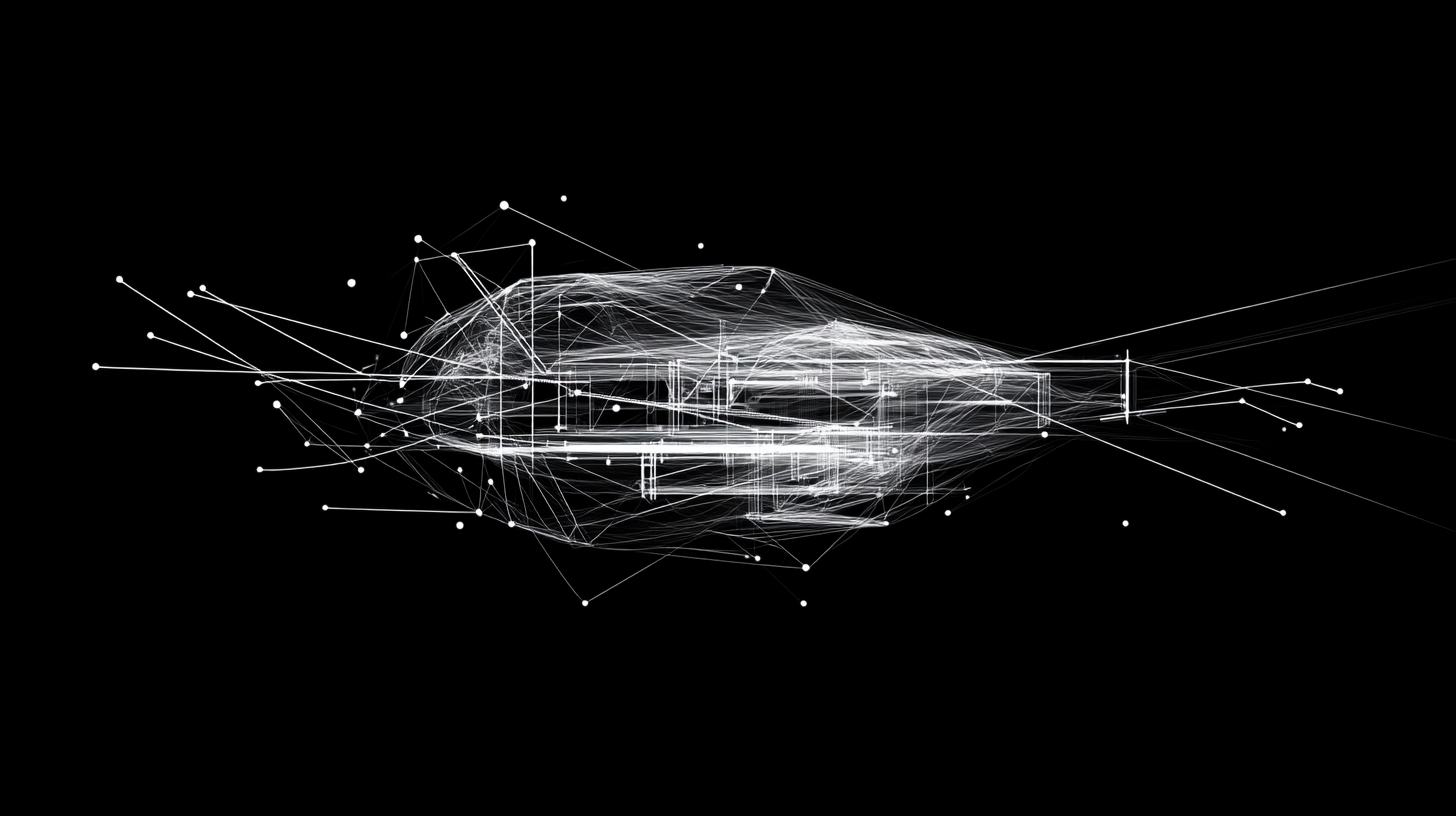 Abstract grayscale illustration of an AI agent harness as a controlled operating-system workbench.